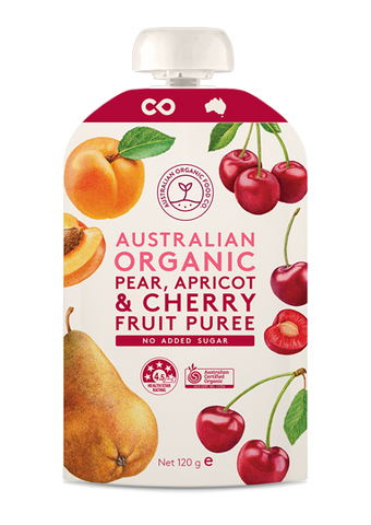 Pear, Apricot & Cherry Fruit Puree - Australian Organic